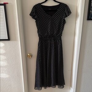 MSK Black and White Tie Front A-Line Midi Dress